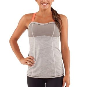 Lululemon run catch me  Striped Gray and Coral adjustable  Tank Top